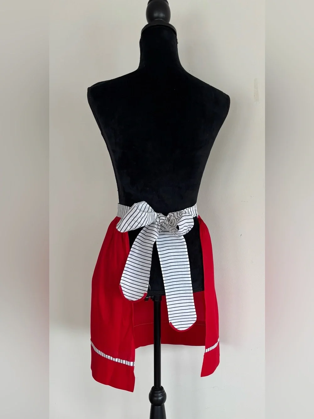 Vintage Handmade Red White & Blue Half Apron with Pocket